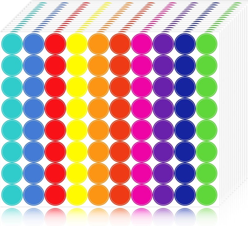 Solpla 1600 Pcs Color Dot Stickers - 3/4" Round Coded Labels for Organization in Office, Classroom, or Home Teaching Events, Garage Sales & More- Polka Dot Label Stickers. - Image 1